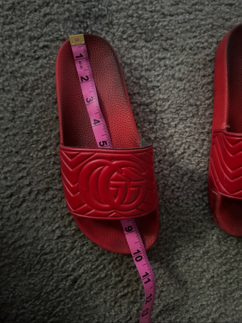 Red Embossed Logo Slide Sandals - Picture 13 of 13